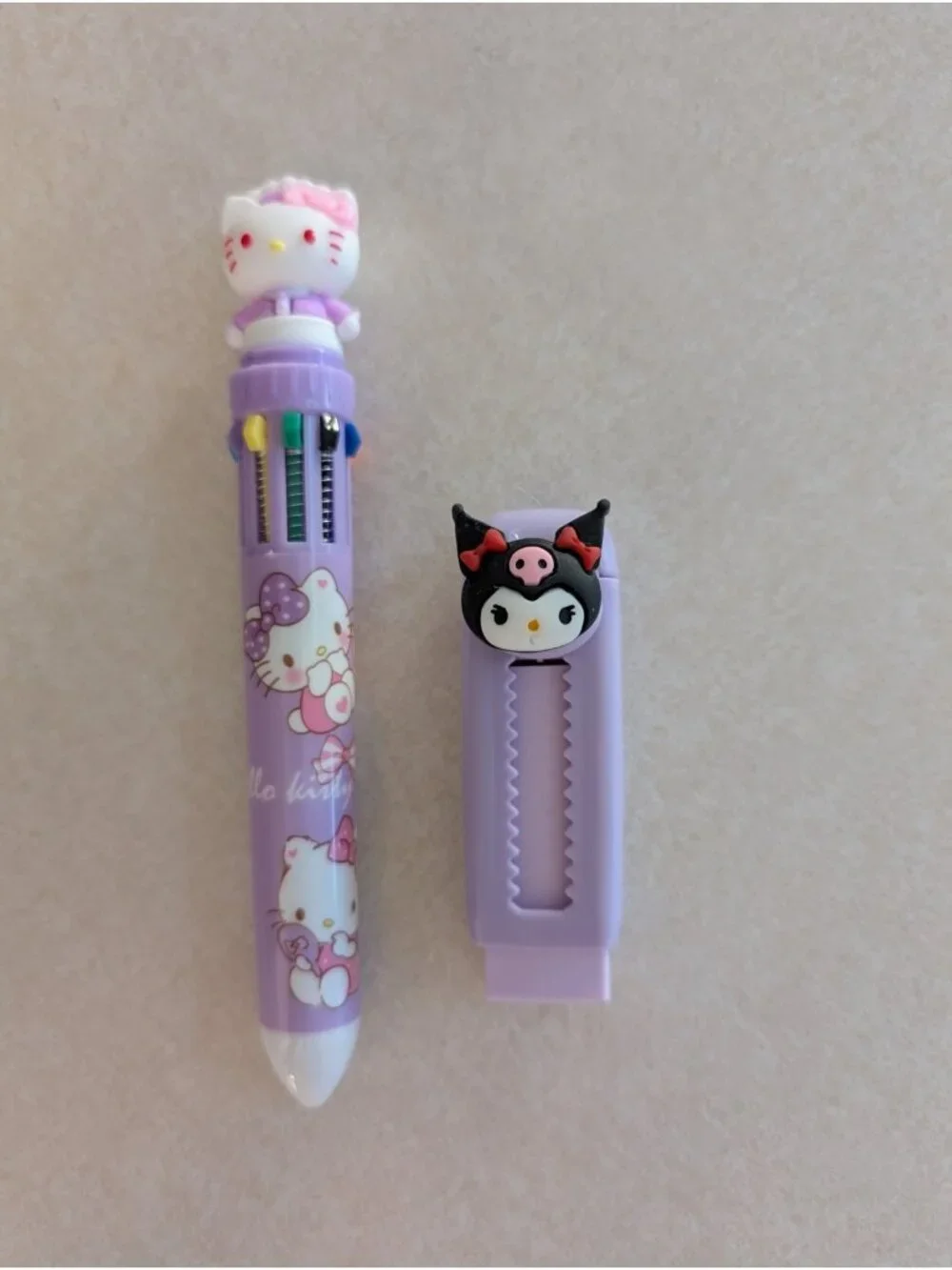 Hello Kitty Multicolor 10-in-1 Ink Pen + Kuromi Eraser Set Cute Sanrio Station